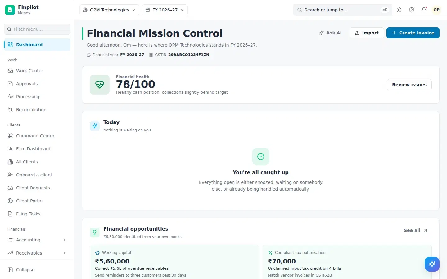 Finpilot product screen
